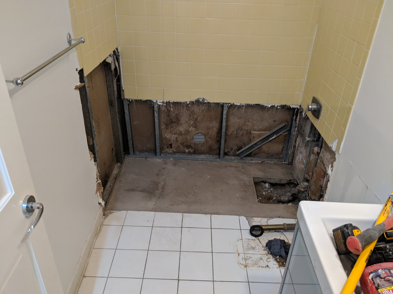Burst pipe flooded bathroom 